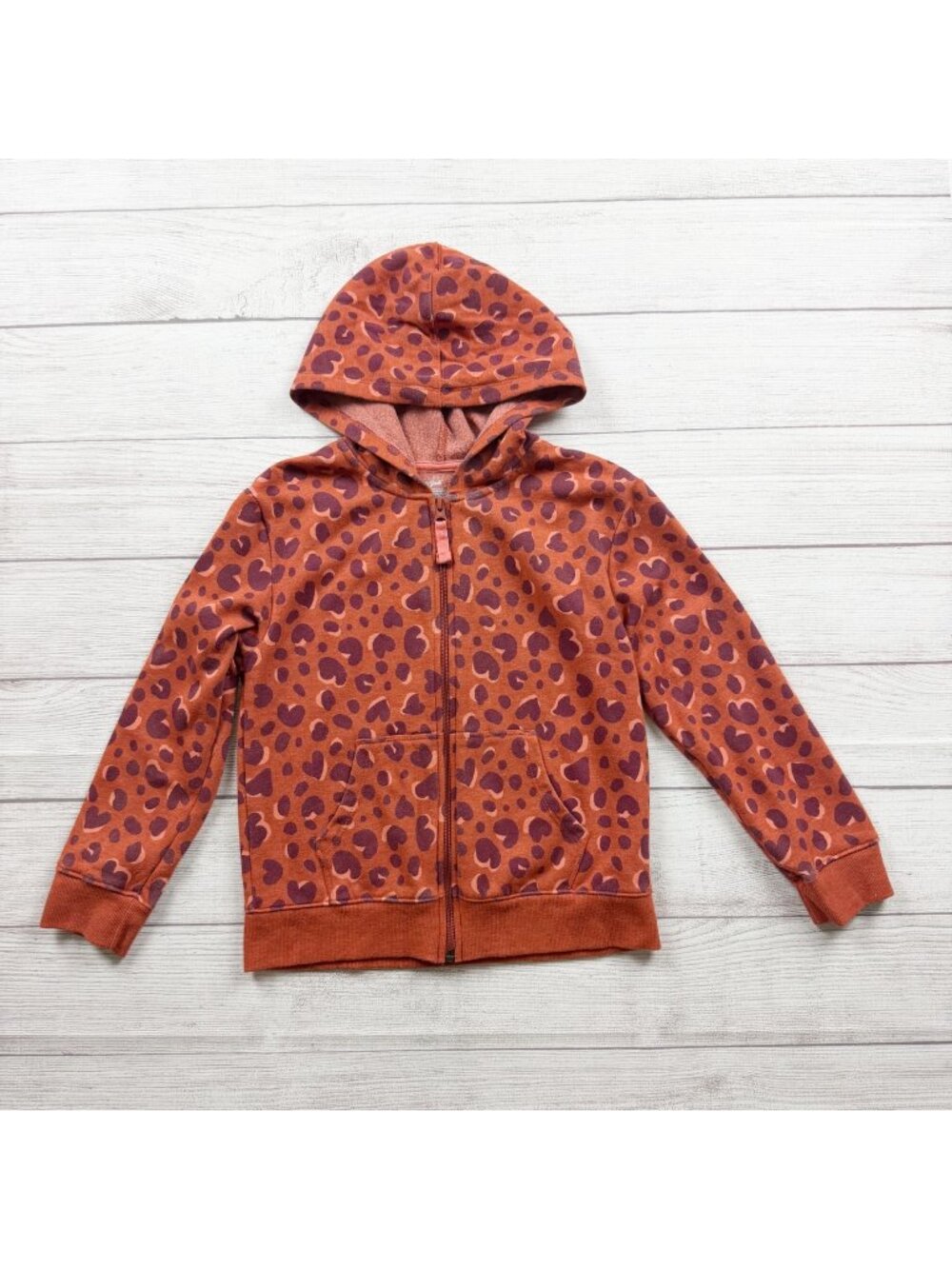 Cat & Jack Kids Heart Print Full Zip Hoodie Sweatshirt M 8
